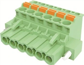Conector hembra sin tornillos con brida